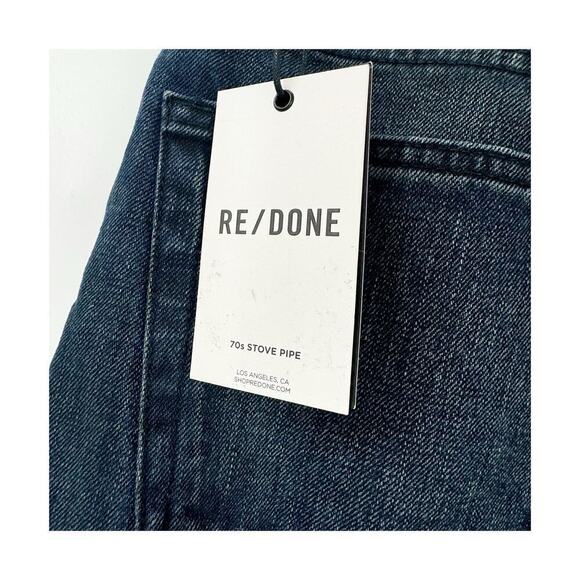 RE/Done Comfort Stretch High Rise Jeans 70's Stove Pipe Dark Rinse Size 30 NWT - Picture 7 of 10